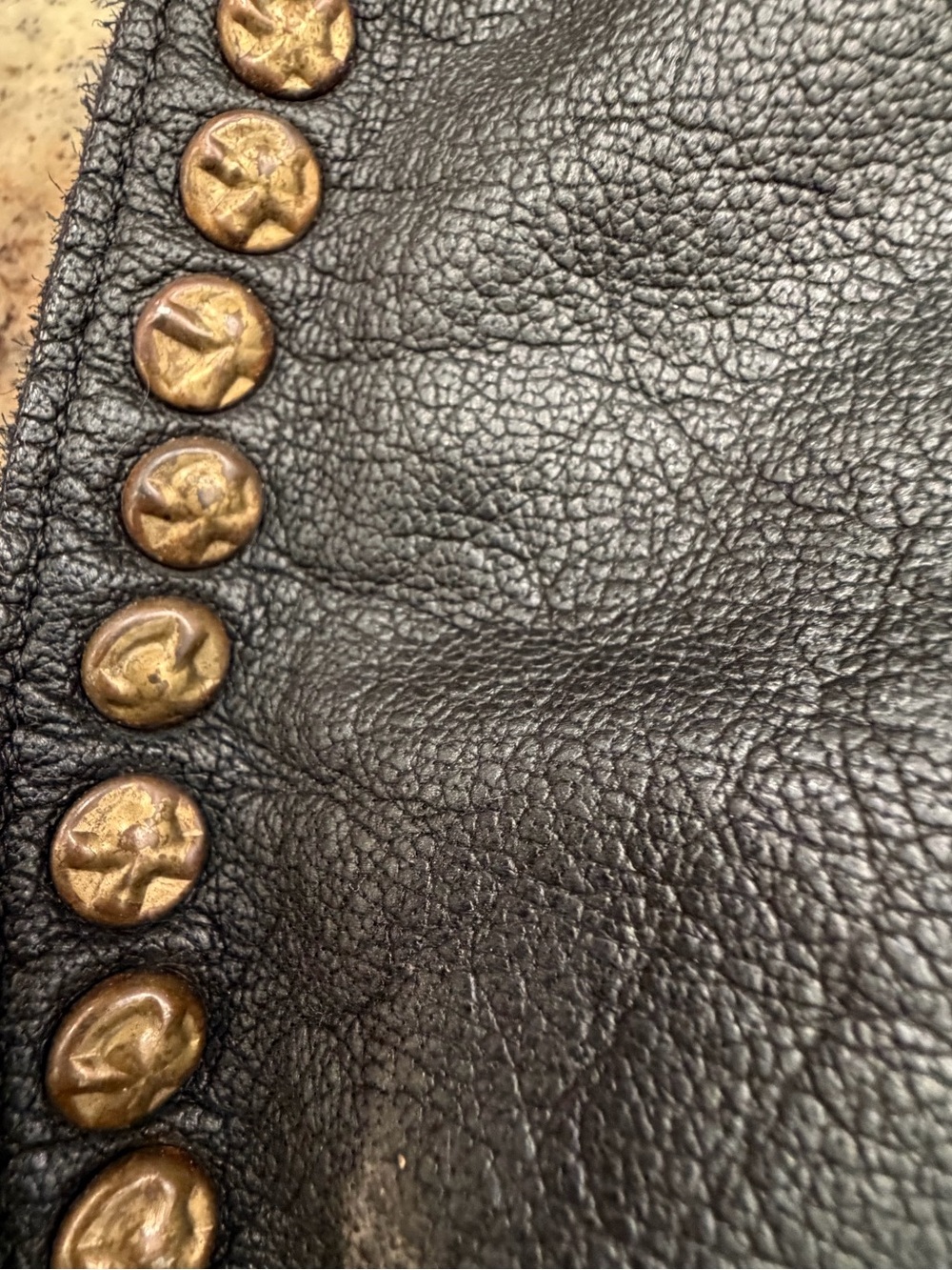 Civivo 93  Black Leather Shoulder Bag Made in Italy with Antique Gold Studs - Picture 3 of 12